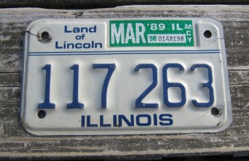 Illinois Motorcycle Land of Lincoln License Plate 1989