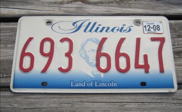 Illinois Land of Lincoln License Plate 2008