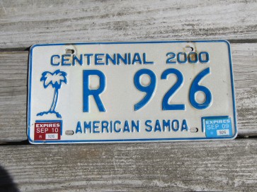 American Samoa Islands Territory Centennial Rental License Plate United States 2010