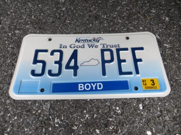 Kentucky In God We Trust License Plate Unbridled Spirit 2014 Boyd County 