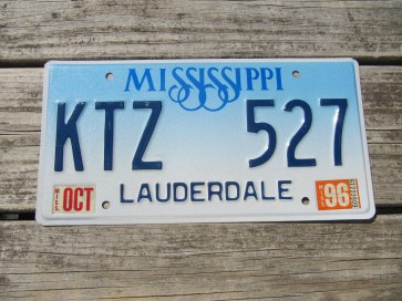 Mississippi Blue White Blue License Plate 1996