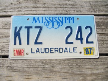 Mississippi Blue White Blue License Plate 1997