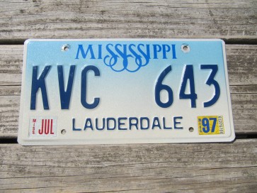 Mississippi Blue White Blue License Plate 1997