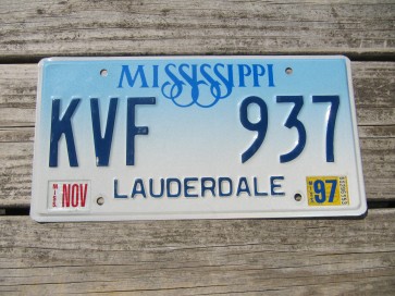 Mississippi Blue White Blue License Plate 1997