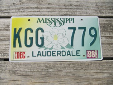 Mississippi Large Yellow Magnolia License Plate 1998