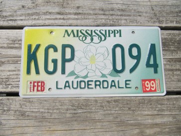 Mississippi Large Yellow Magnolia License Plate 1999