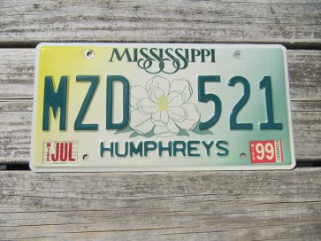 Mississippi Large Yellow Magnolia License Plate 1999