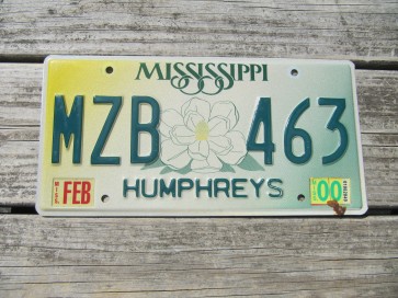 Mississippi Large Yellow Magnolia License Plate 2000