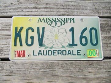 Mississippi Large Yellow Magnolia License Plate 2000