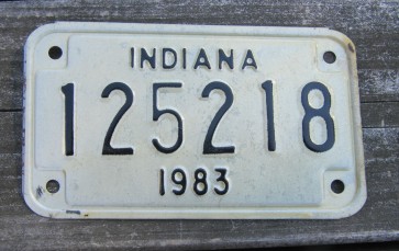 Indiana Motorcycle License Plate 1983