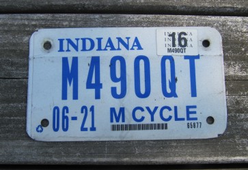 Indiana Motorcycle License Plate 2016