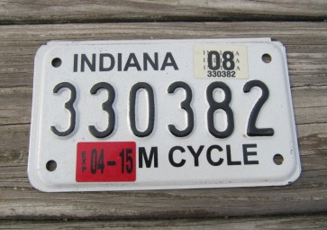Indiana Motorcycle License Plate 2008 