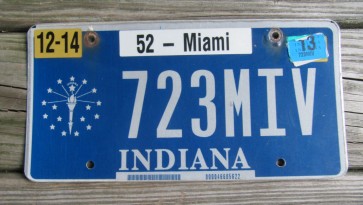 Indiana Blue White License Plate 2013