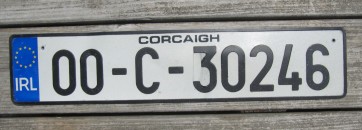 Ireland Euro Band License Plate Corcaigh IRL 00 C 30246