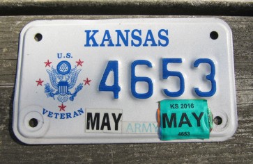 Kansas Motorcycle US Veteran License Plate 2016
