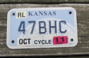 Kansas Motorcycle State Seal License Plate 2011