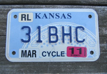 Kansas Motorcycle State Seal License Plate 2011