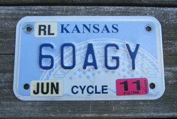 Kansas Motorcycle State Seal License Plate 2011