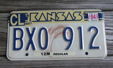 Kansas Wheat License Plate 1994
