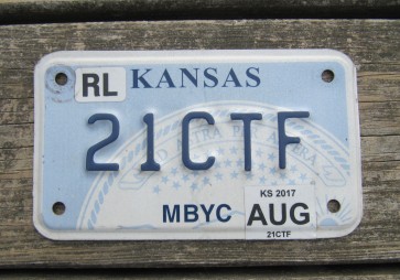 Kansas Motorcycle State Seal License Plate 2017