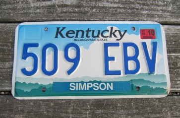 Kentucky Cloud License Plate 2000 Simpson County 