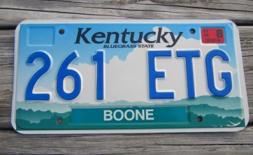 Kentucky Cloud License Plate 2000 Boone County 