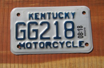 Kentucky Motorcycle License Plate 2018