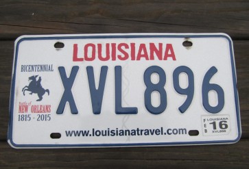 Louisiana Battle of New Orleans License Plate 2016 Bicentennial 1815 - 2015 