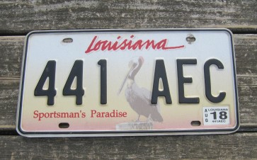 Louisiana Pelican License Plate 2018 Sportsman's Paradise 