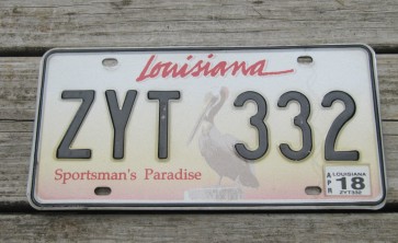 Louisiana Pelican License Plate 2018 Sportsman's Paradise 