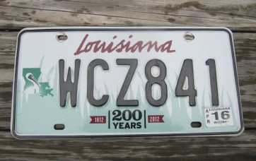 Louisiana Green Large Pelican 200 Years License Plate 2016 Bicentennial 1812-2012 