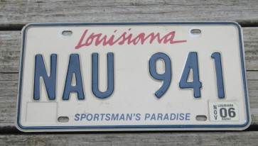 Louisiana Sportsman's Paradise License Plate 2006