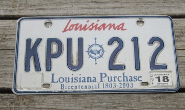 Louisiana Purchase License Plate 2018 Bicentennial 1803 2003