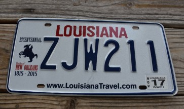 Louisiana Battle of New Orleans License Plate 2017 Bicentennial 1815 - 2015 