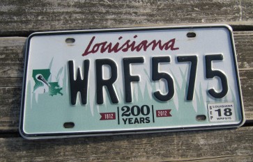 Louisiana Green Small Pelican 200 Years License Plate 2018 Bicentennial 1812-2012 