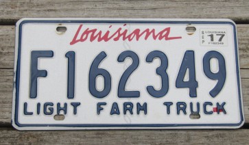 Louisiana Light Farm Truck License Plate 2017