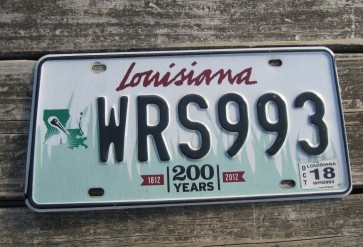 Louisiana Green Small Pelican 200 Years License Plate 2018 Bicentennial 1812-2012 