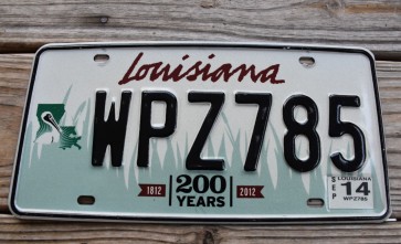 Louisiana Green Large Pelican 200 Years License Plate 2014 Bicentennial 1812-2012 