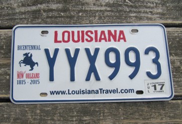 Louisiana Battle of New Orleans License Plate 2017 Bicentennial 1815 - 2015 