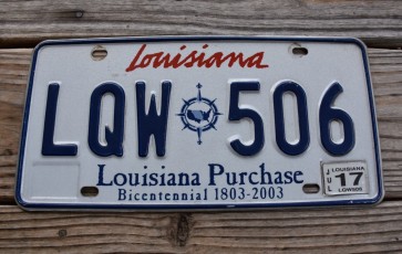 Louisiana Purchase License Plate 2017 Bicentennial 1803 2003
