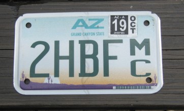 Arizona Motorcycle License Plate Sunset Cactus 2019