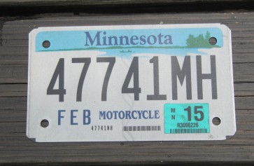 Minnesota Motorcycle License Plate 10,000 Lakes 2015