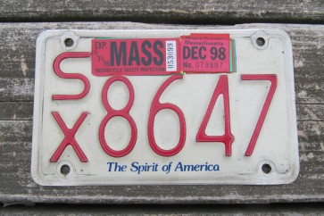 Massachusetts Motorcycle License Plate 1998