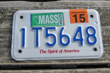 Massachusetts Motorcycle License Plate 2015