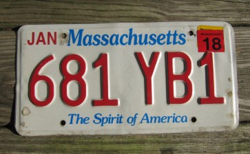 Massachusetts The Spirit of America License Plate 2018