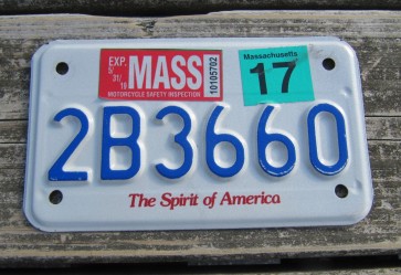 Massachusetts Motorcycle License Plate 2017