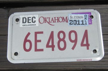 Oklahoma Motorcycle License Plate 2011