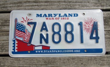 Maryland War of 1812 License Plate Star Spangled 