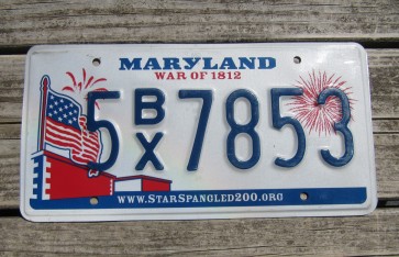 Maryland War of 1812 License Plate Star Spangled 