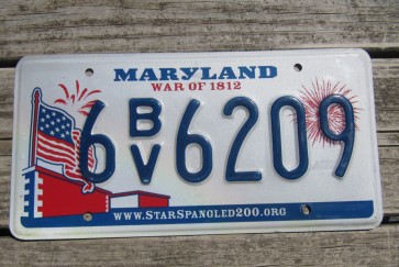 Maryland War of 1812 License Plate Star Spangled 